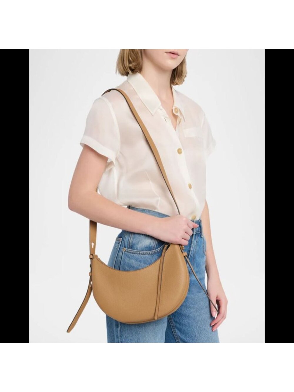 Tory Burch Romy Half Moon Shoulder Bag Tiramisu - Picture 7 of 14
